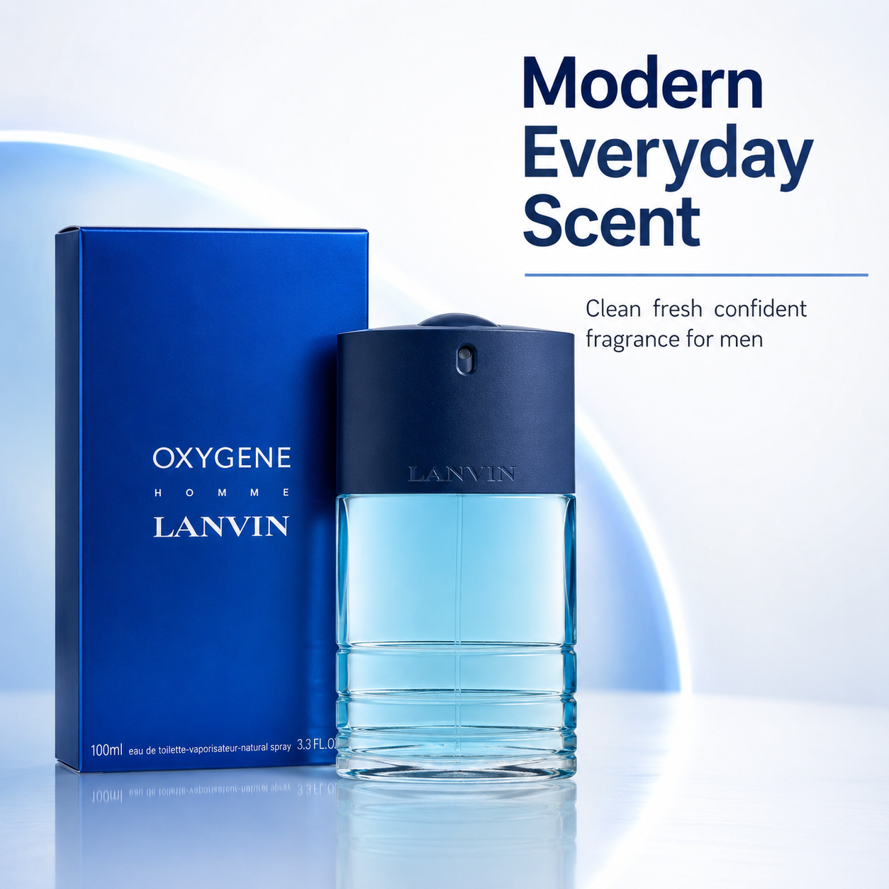Lanvin Oxygene Men Eau De Toilette Spray 100ml Fresh Masculine Fragrance With Elemi Cedar Cypress Juniper And White Musk Notes