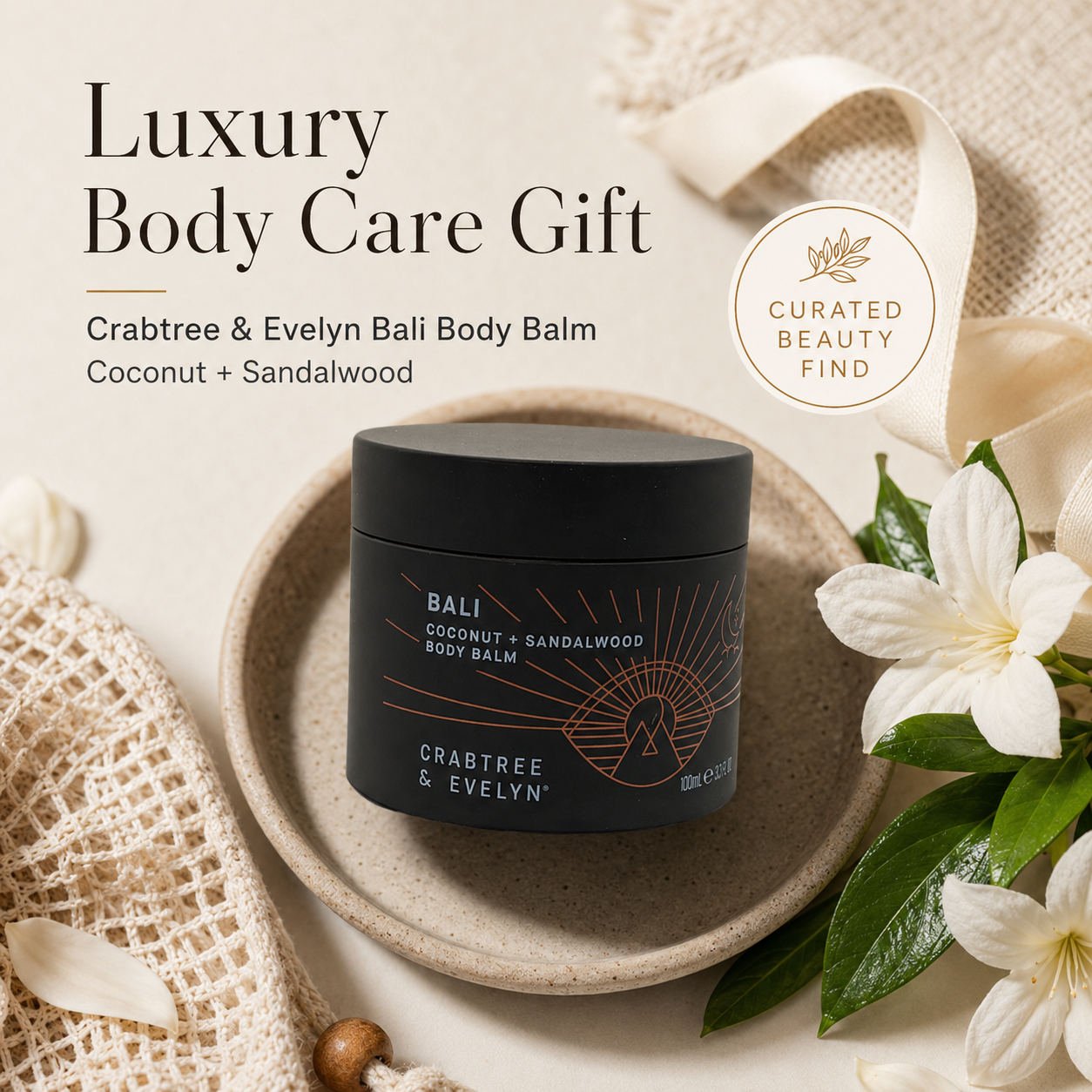 Crabtree & Evelyn Bali Coconut and Sandalwood Body Balm 100ml Luxury Body Care Gift