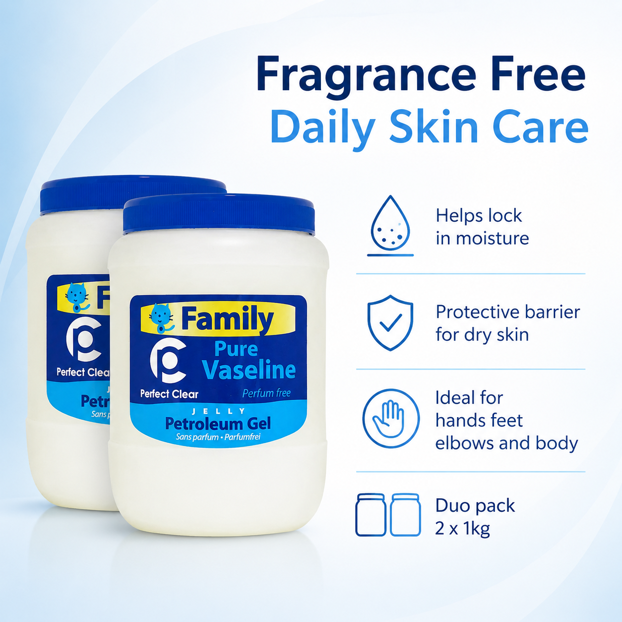 OMOGE PURE Petroleum Jelly Duo Pack 2 × 1kg – Fragrance Free Barrier Balm