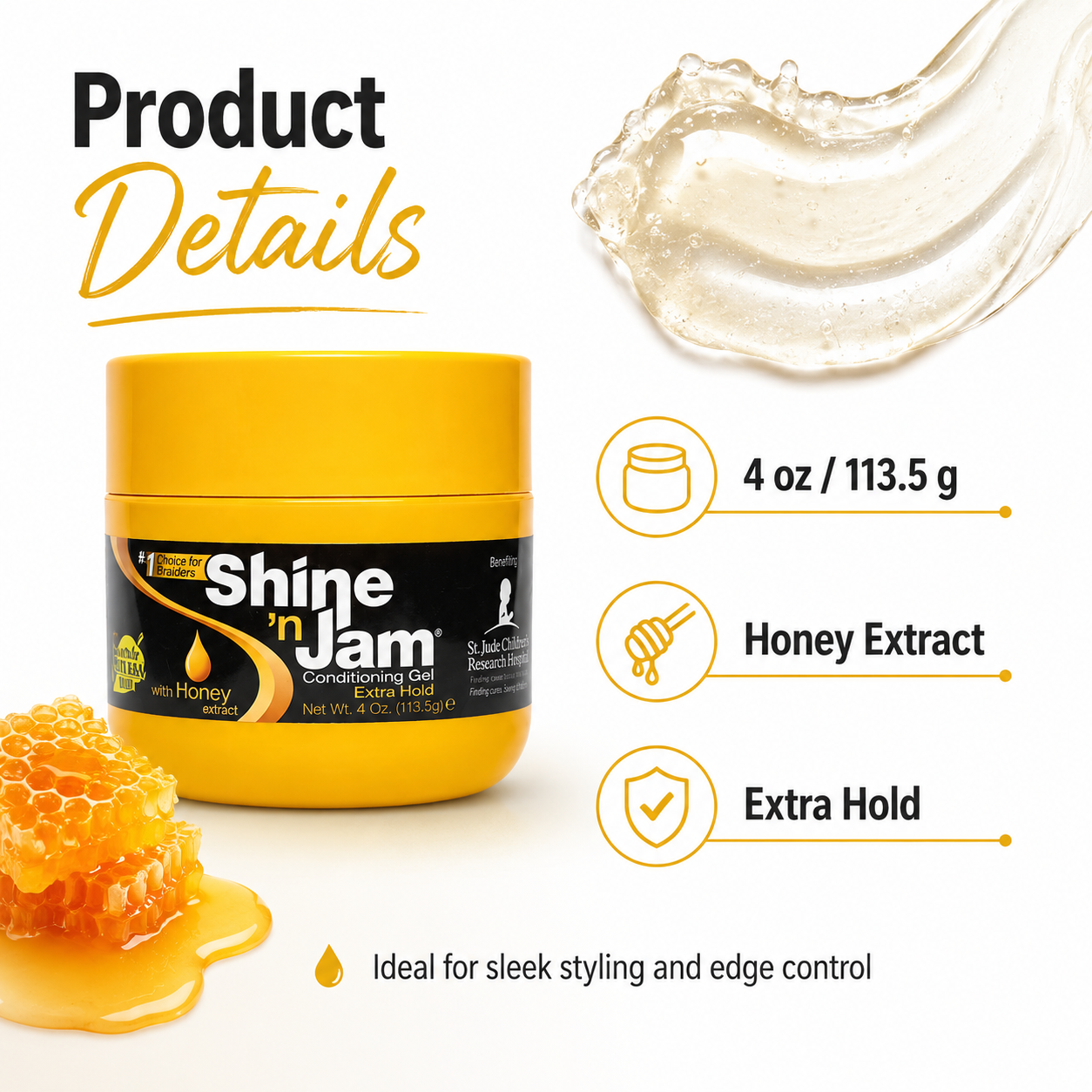 Shine ’n Jam Conditioning Gel Extra Hold with Honey Extract 4oz