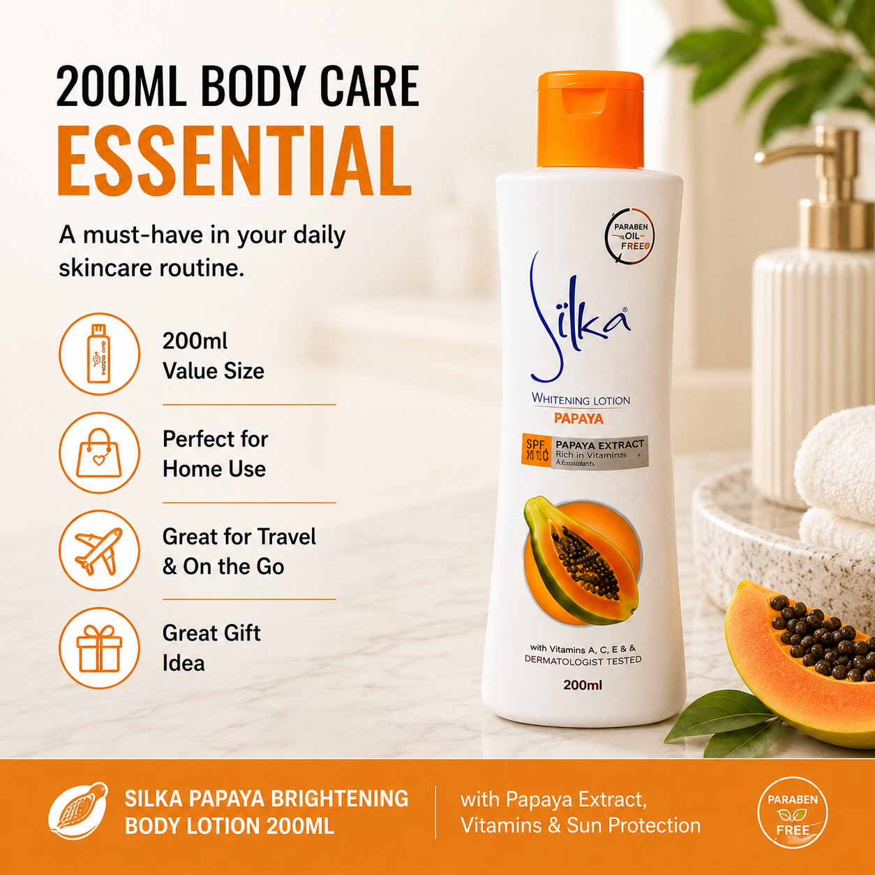 Silka Papaya Brightening Body Lotion 200ml