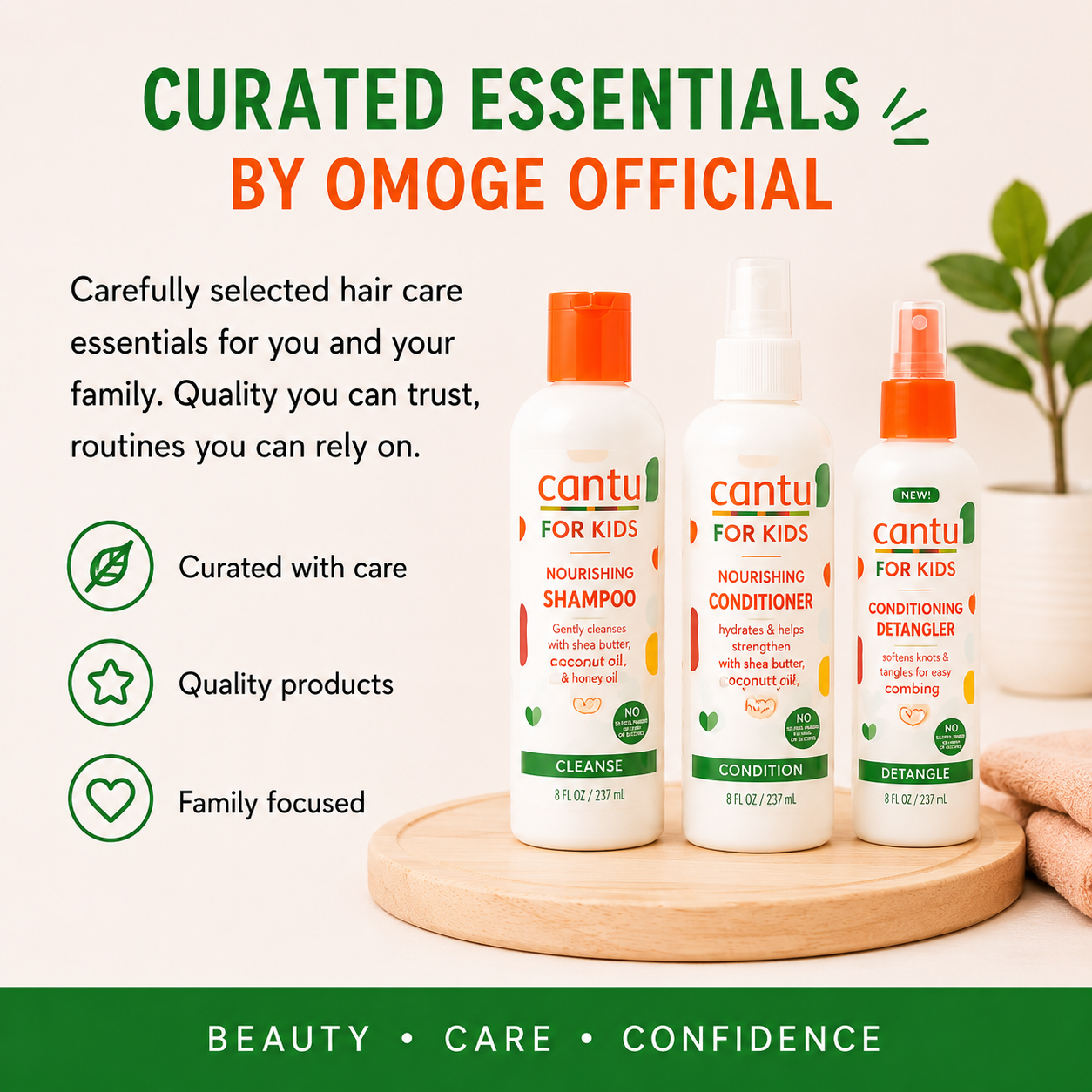 Cantu Kids Wash Day Essentials Trio with Shampoo Conditioner and Detangler