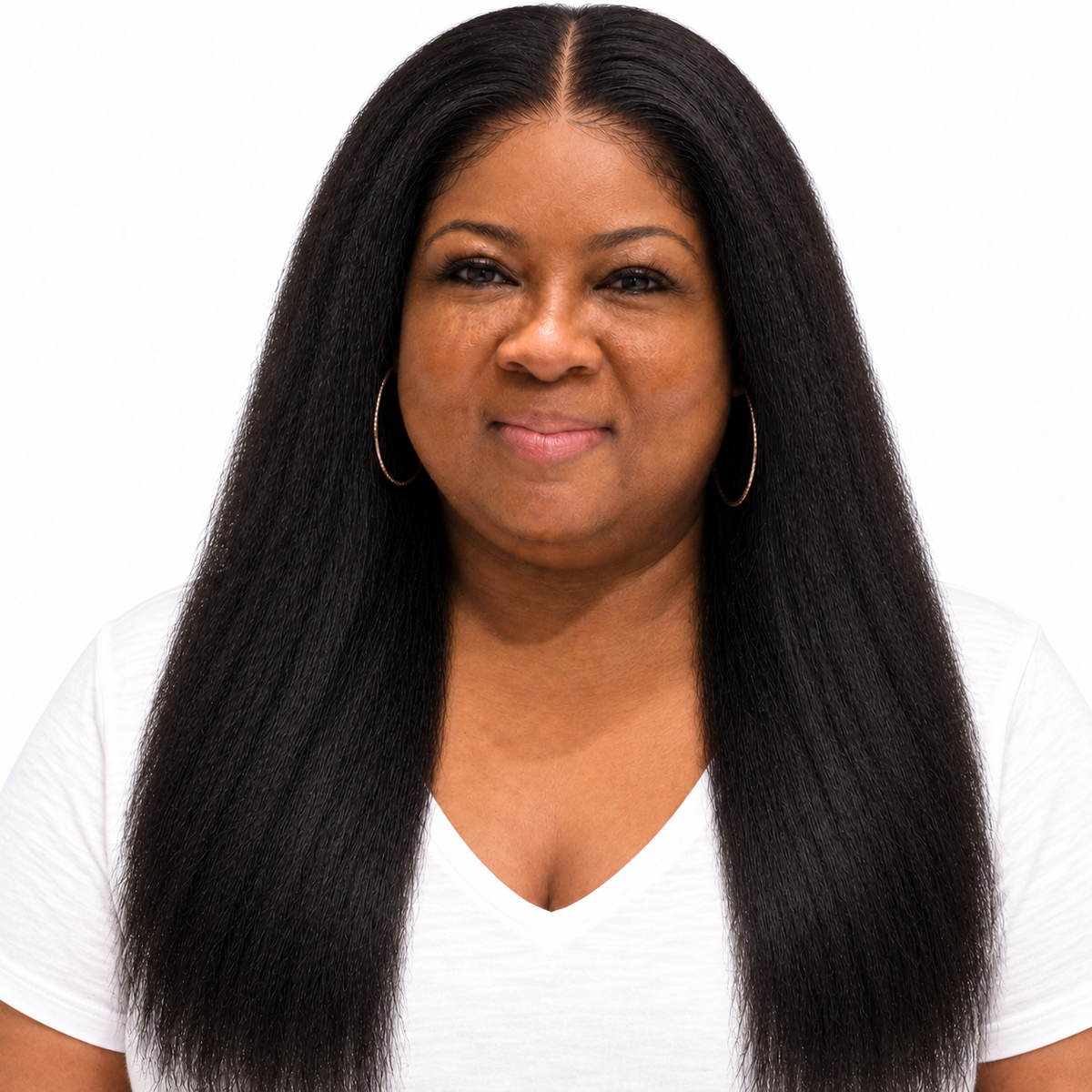 OMOGE HAIR kinky straight 13x4 lace frontal human hair wig 18 inch