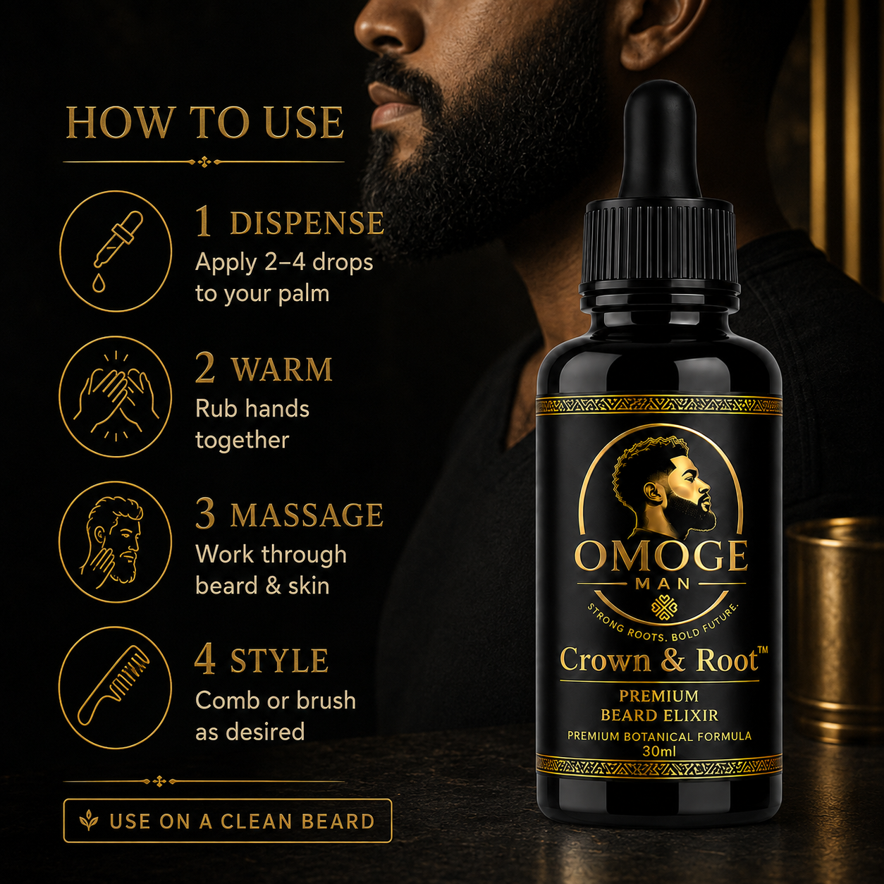 Omoge Man Crown & Root™ Premium Beard Elixir 30ml