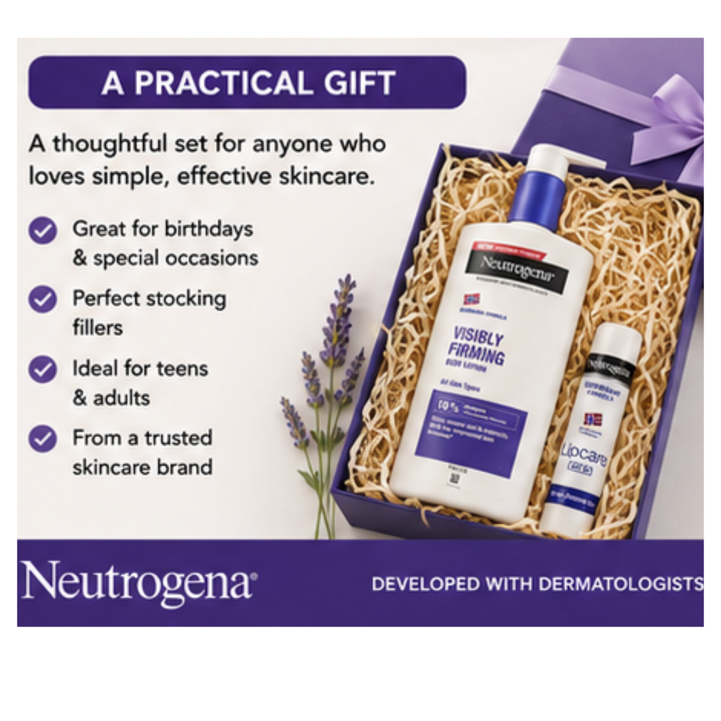 Neutrogena Visibly Firming Body Lotion and Lipcare SPF20 Everyday Care Set