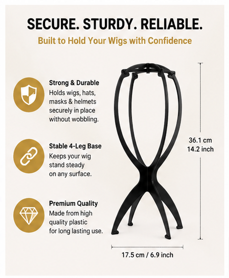 OMOGE OFFICIAL 3 Pack Black Portable Wig Stands