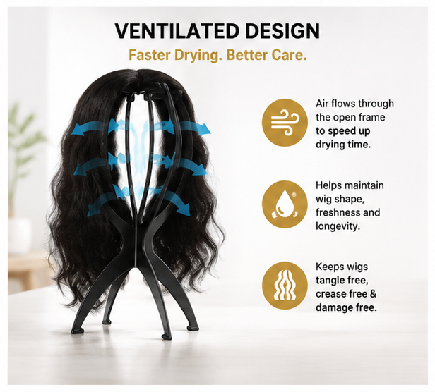 OMOGE OFFICIAL 3 Pack Black Portable Wig Stands
