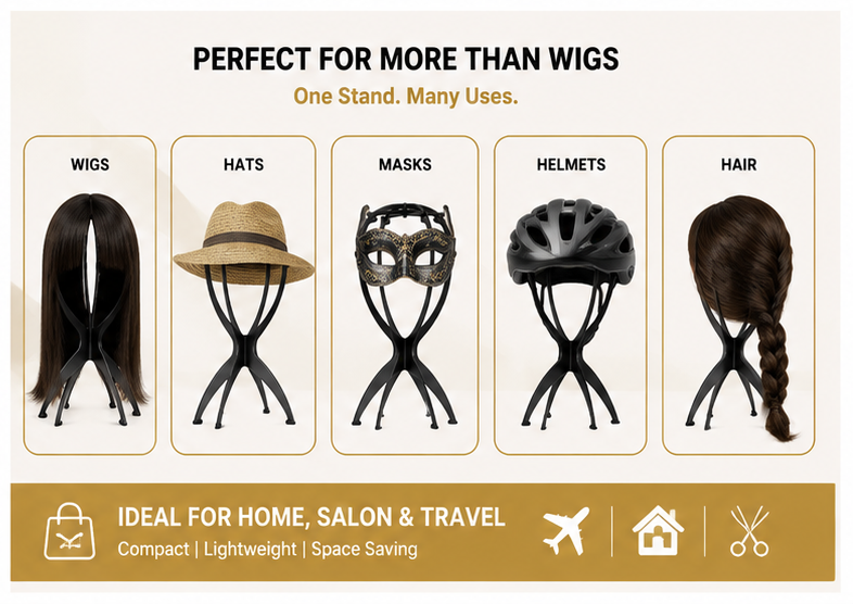 OMOGE OFFICIAL 3 Pack Black Portable Wig Stands