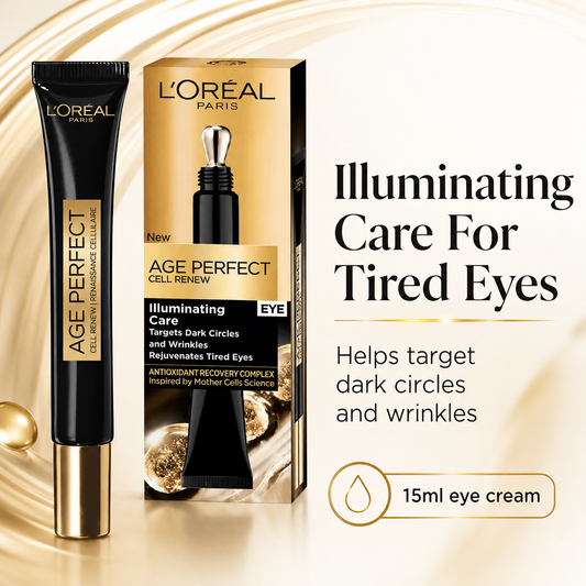 L’Oreal Age Perfect Cell Renew Illuminating Care Eye Cream 15ml Anti Ageing Eye Treatment For Mature Skin Dark Circles Puffiness And Fine Lines