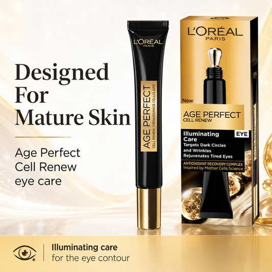 L’Oreal Age Perfect Cell Renew Illuminating Care Eye Cream 15ml Anti Ageing Eye Treatment For Mature Skin Dark Circles Puffiness And Fine Lines