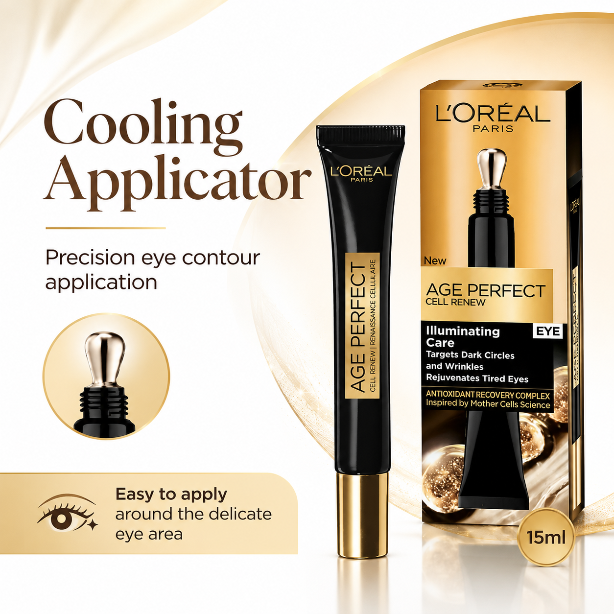 L’Oreal Age Perfect Cell Renew Illuminating Care Eye Cream 15ml Anti Ageing Eye Treatment For Mature Skin Dark Circles Puffiness And Fine Lines