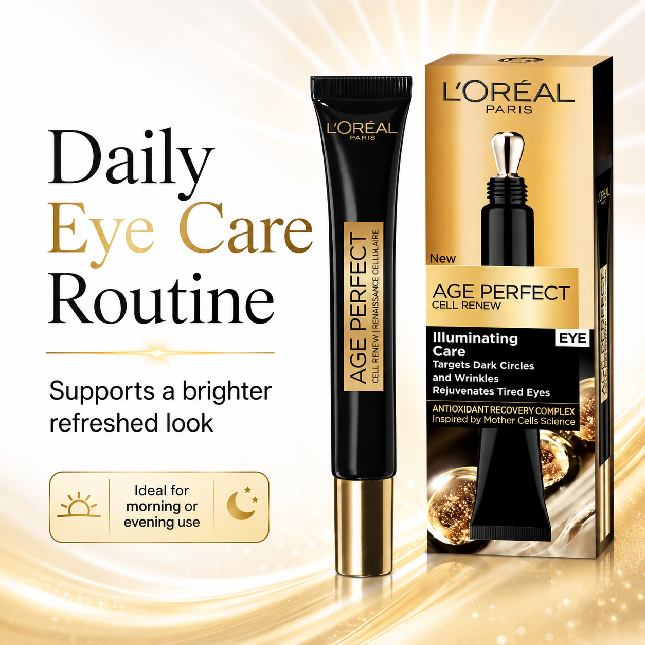 L’Oreal Age Perfect Cell Renew Illuminating Care Eye Cream 15ml Anti Ageing Eye Treatment For Mature Skin Dark Circles Puffiness And Fine Lines