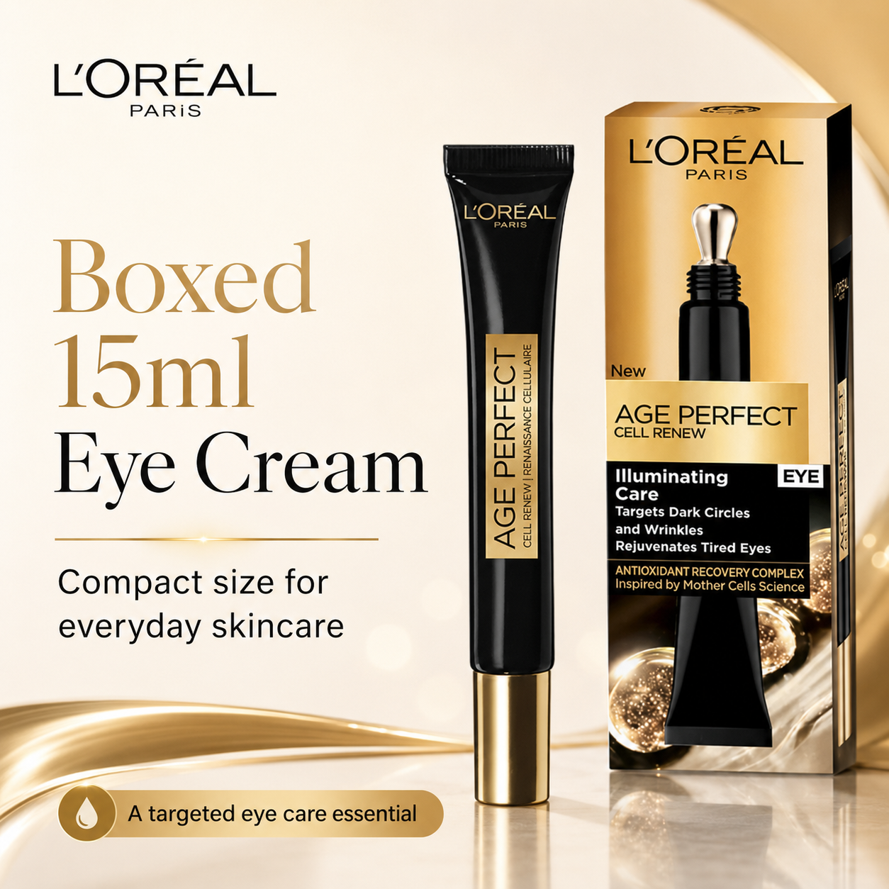 L’Oreal Age Perfect Cell Renew Illuminating Care Eye Cream 15ml Anti Ageing Eye Treatment For Mature Skin Dark Circles Puffiness And Fine Lines