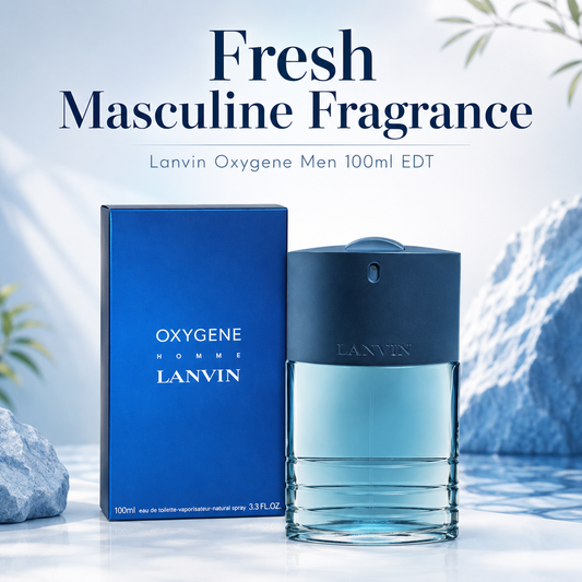 Lanvin Oxygene Men Eau De Toilette Spray 100ml Fresh Masculine Fragrance With Elemi Cedar Cypress Juniper And White Musk Notes