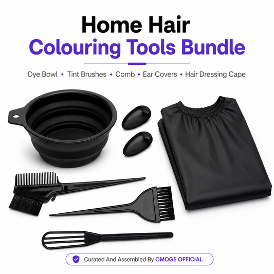 Omoge Home Hair Colouring Tools Bundle With Foldable Dye Bowl Tint Brushes Comb Ear Covers And Black Hair Dressing Cape