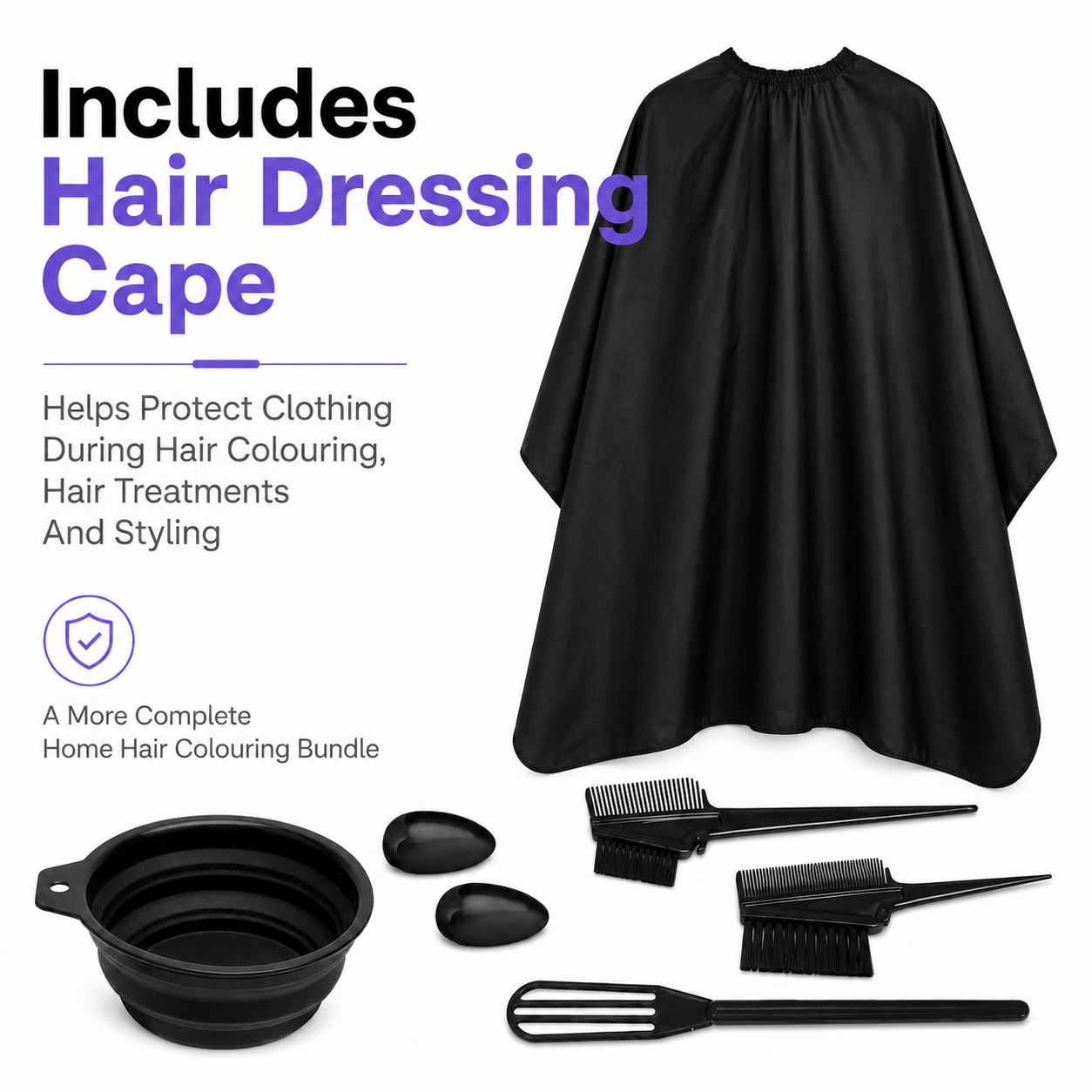 Omoge Home Hair Colouring Tools Bundle With Foldable Dye Bowl Tint Brushes Comb Ear Covers And Black Hair Dressing Cape