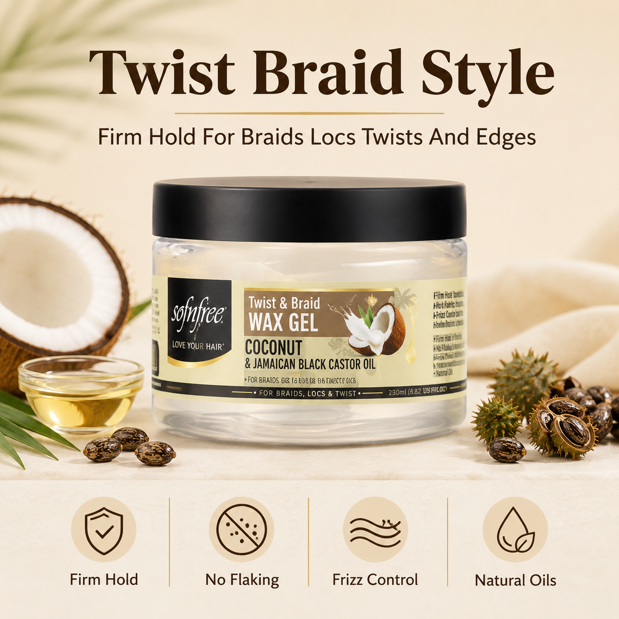 Sofnfree Twist & Braid Wax Gel 250ml