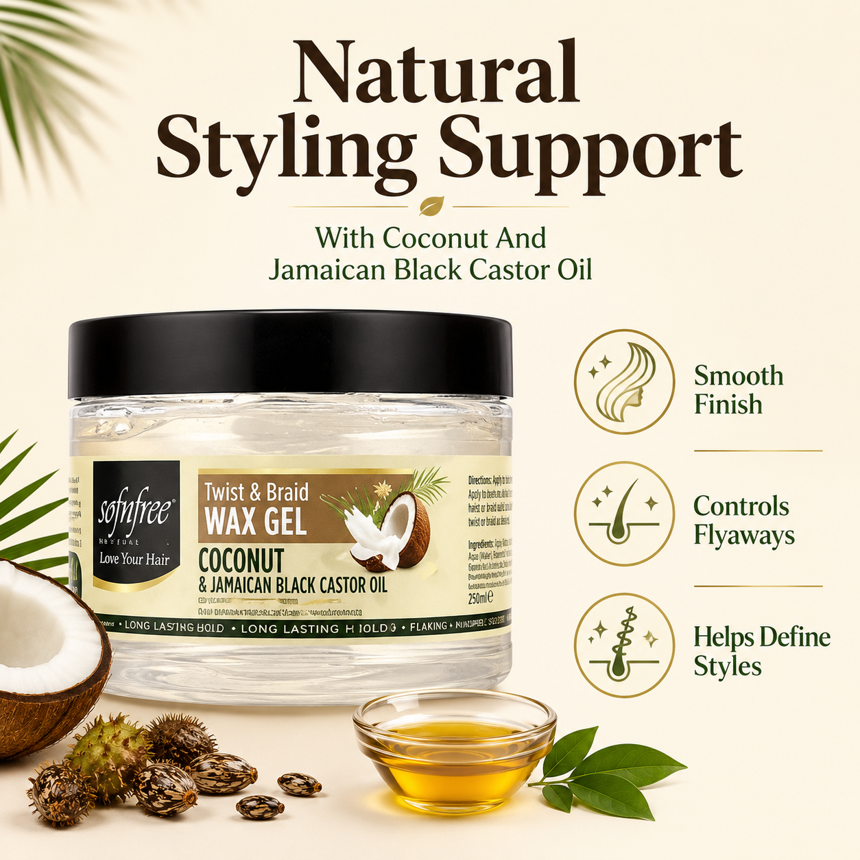 Sofnfree Twist & Braid Wax Gel 250ml