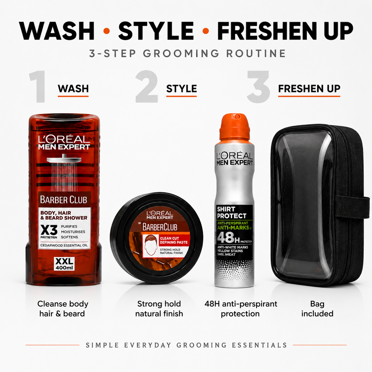 L’Oréal Men Expert Barber Club Grooming Gift Set With Shower Gel Deodorant Defining Paste And Toiletry Bag