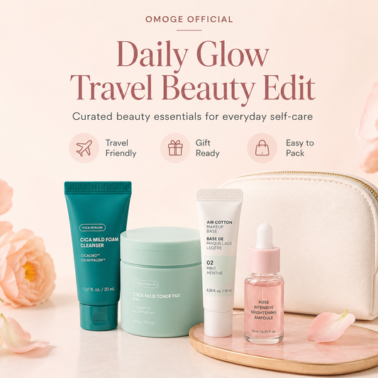 OMOGE OFFICIAL Daily Glow Travel Beauty Edit Skincare And Beauty Essentials Set