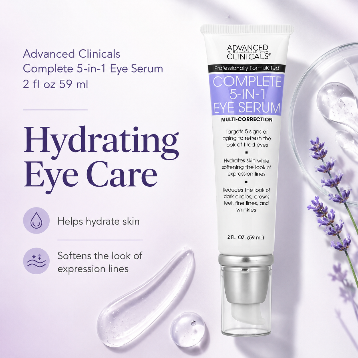 Advanced Clinicals Complete 5-in-1 Eye Serum 2 fl oz 59 ml