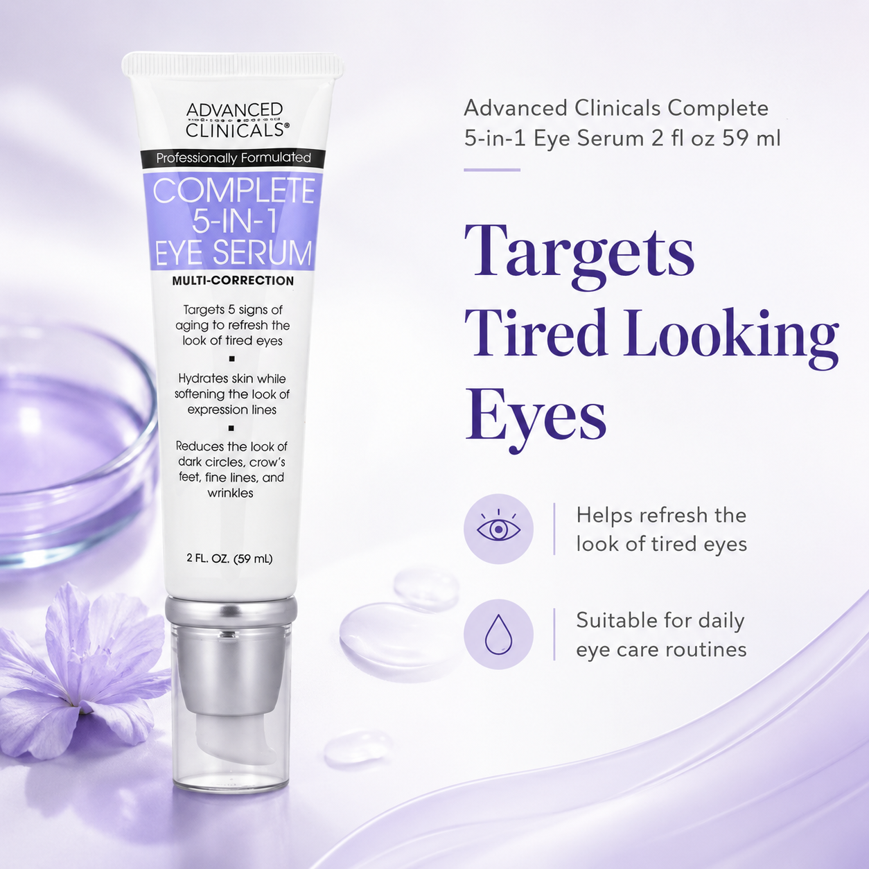 Advanced Clinicals Complete 5-in-1 Eye Serum 2 fl oz 59 ml