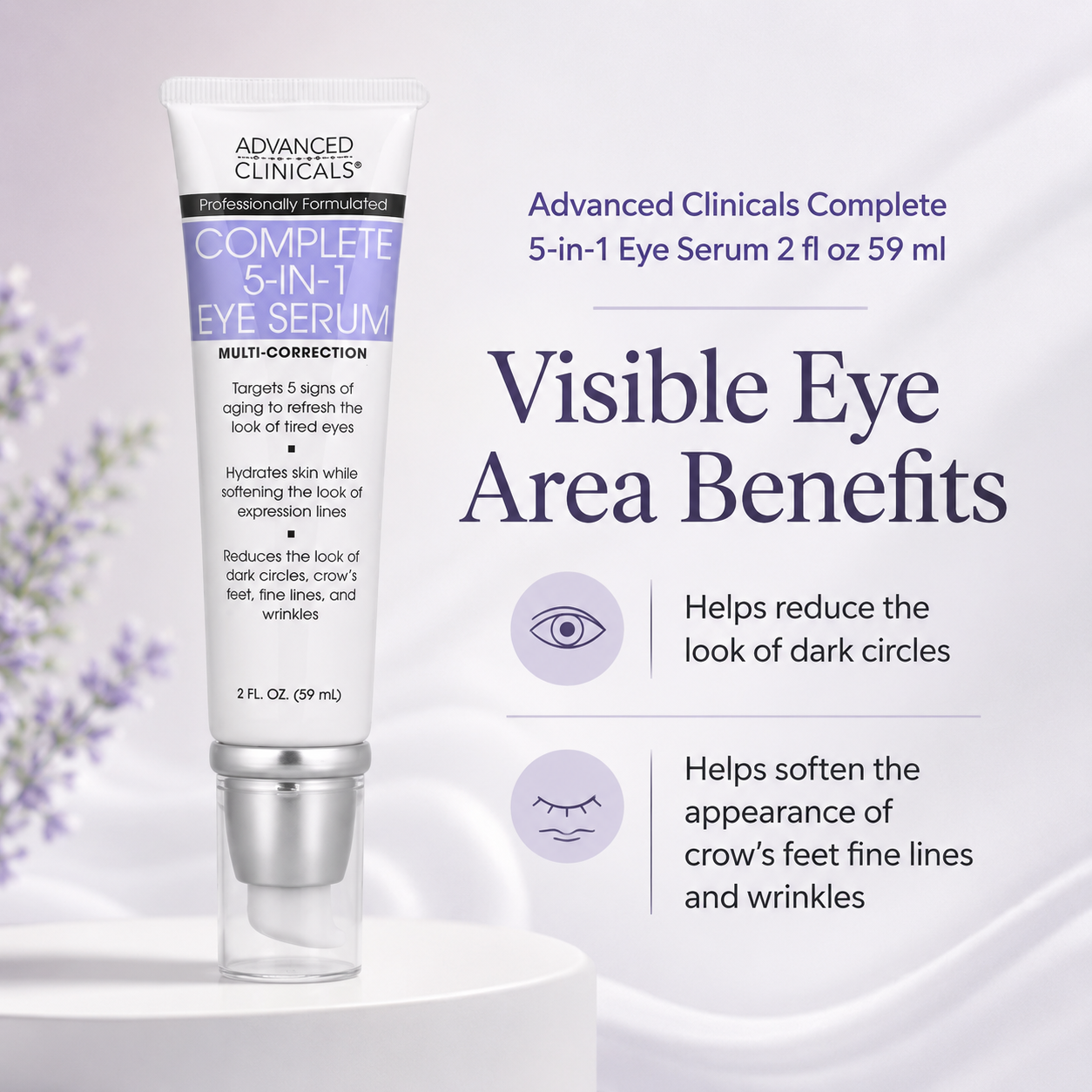 Advanced Clinicals Complete 5-in-1 Eye Serum 2 fl oz 59 ml