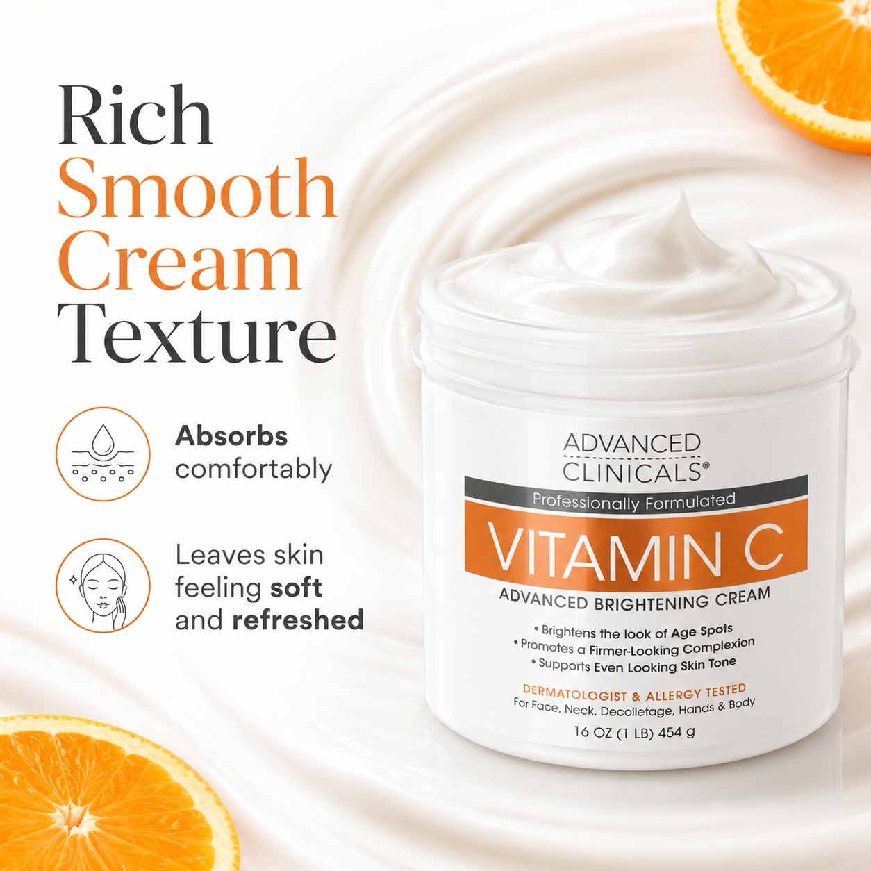 Advanced Clinicals Vitamin C Brightening Cream 454 g