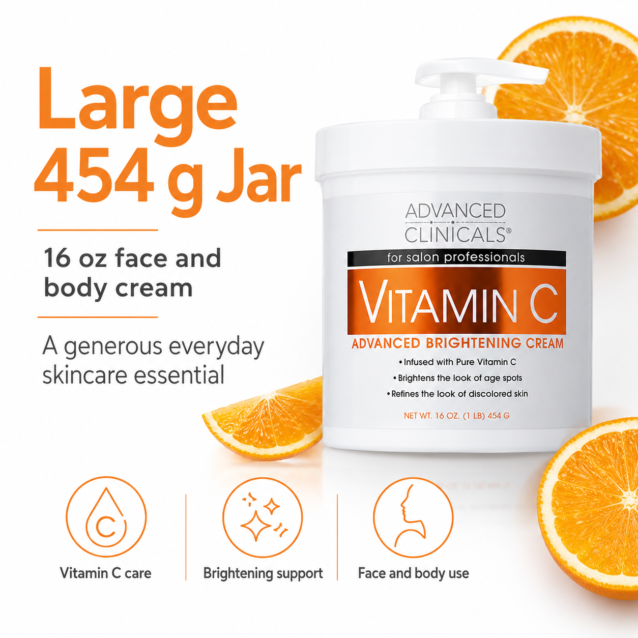 Advanced Clinicals Vitamin C Brightening Cream 454 g