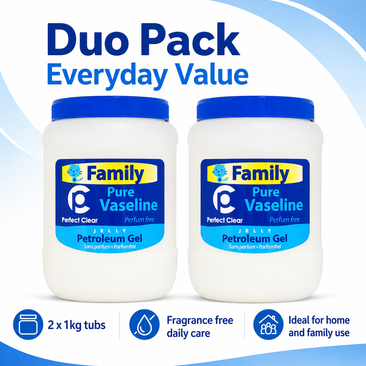 OMOGE PURE Petroleum Jelly Duo Pack 2 × 1kg – Fragrance Free Barrier Balm