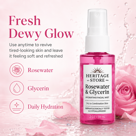 Heritage Store Rosewater & Glycerin Facial Mist 59 ml | Hydrating Rose Spray