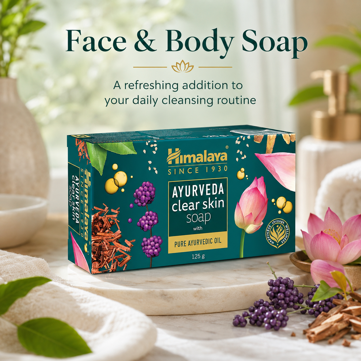 Himalaya Ayurveda Clear Skin Soap 125 g | Herbal Face & Body Cleansing Bar