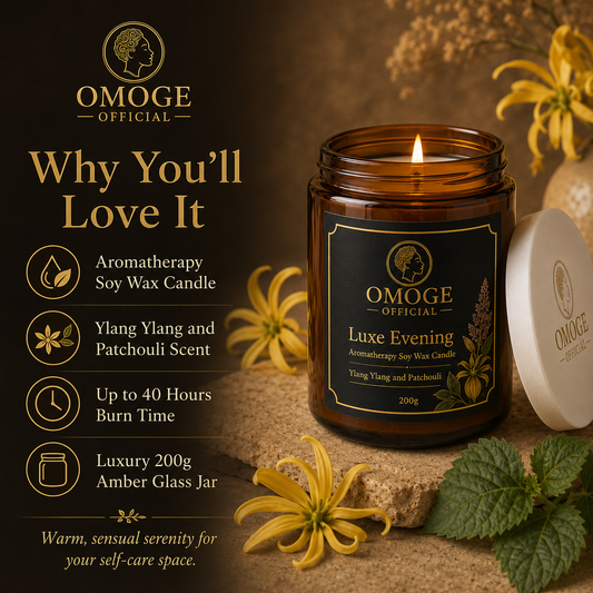 OMOGE OFFICIAL Luxe Evening Ylang Ylang and Patchouli Aromatherapy Soy Wax Candle 200g