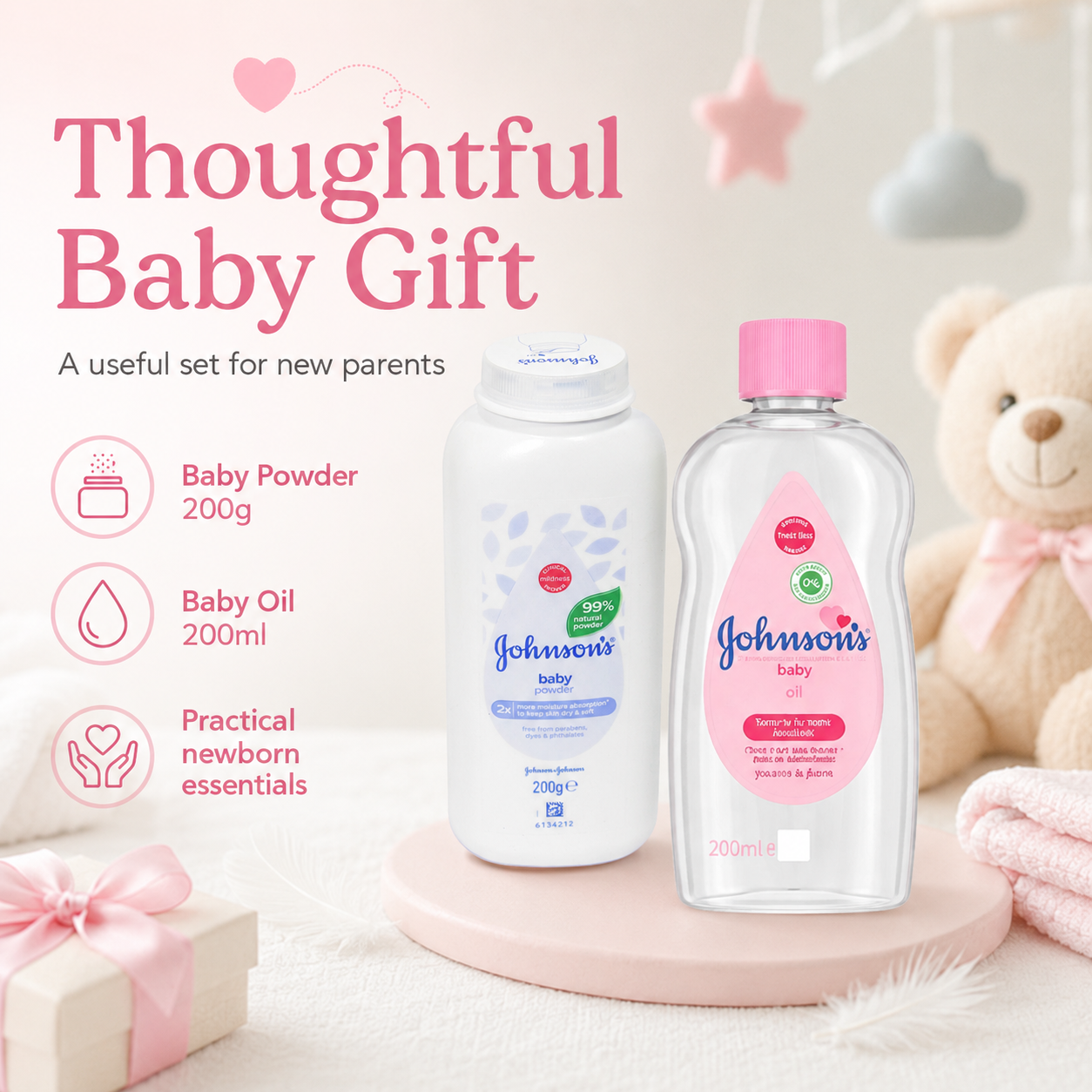 Baby Oil and Powder Newborn Care Set