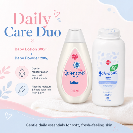 Omoge Baby Daily Care Duo Set Lotion 300ml and Baby Powder 200g Gentle Moisturising and Freshness Bundle