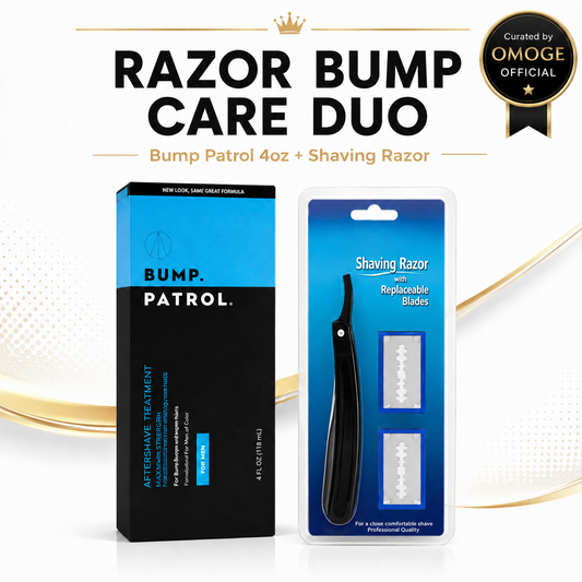 Omoge Men’s Razor Bump Care Duo with Bump Patrol Aftershave Treatment 4oz and Shaving Razor