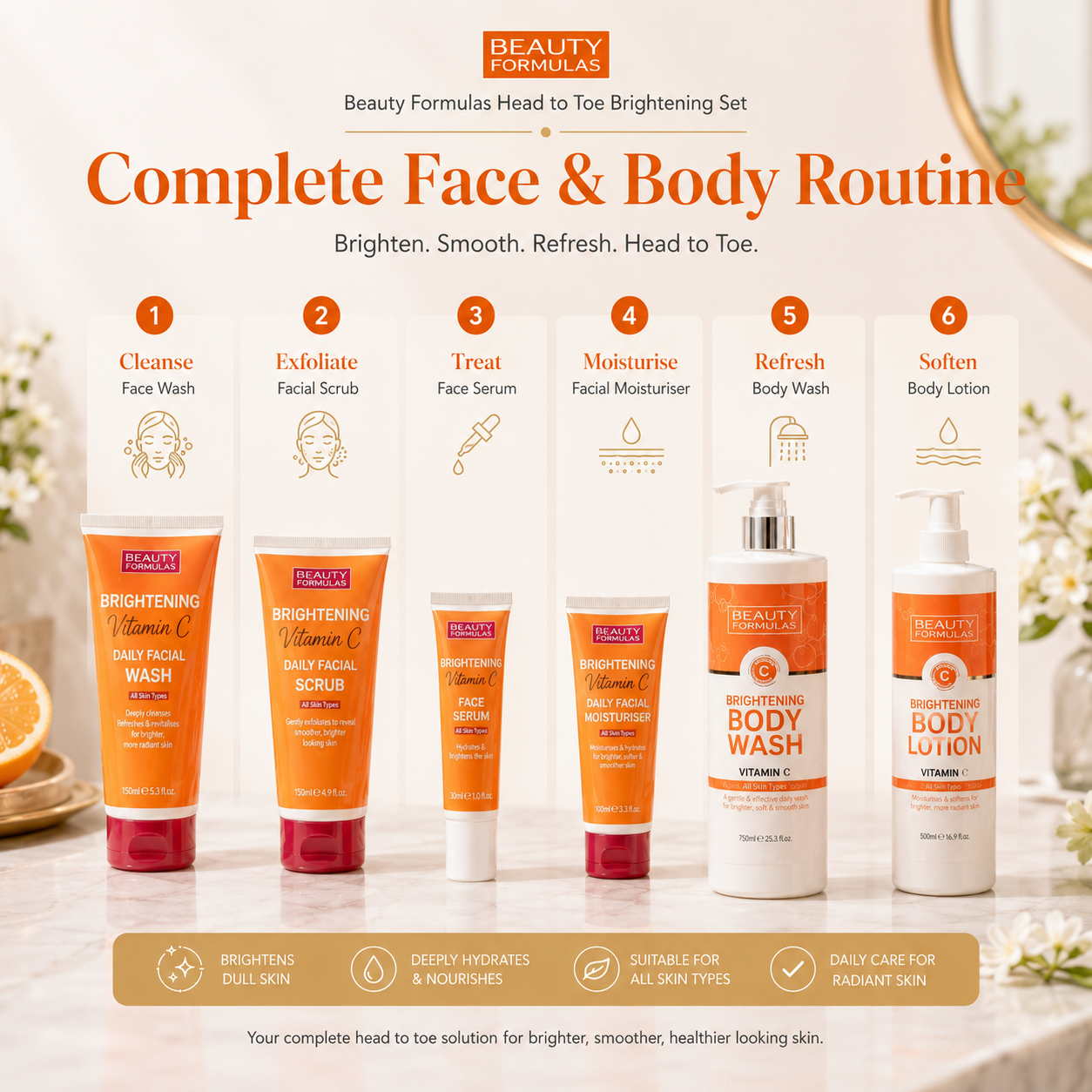 Beauty Formulas Vitamin C Head-to-Toe Set — 6 Pieces