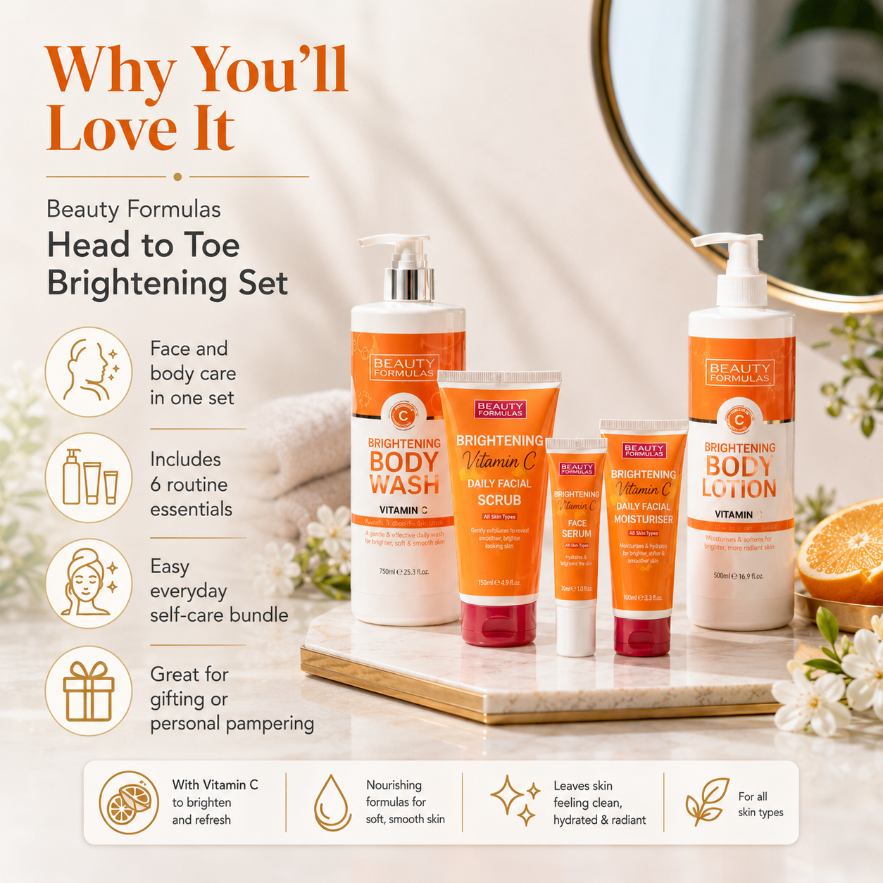 Beauty Formulas Vitamin C Head-to-Toe Set — 6 Pieces
