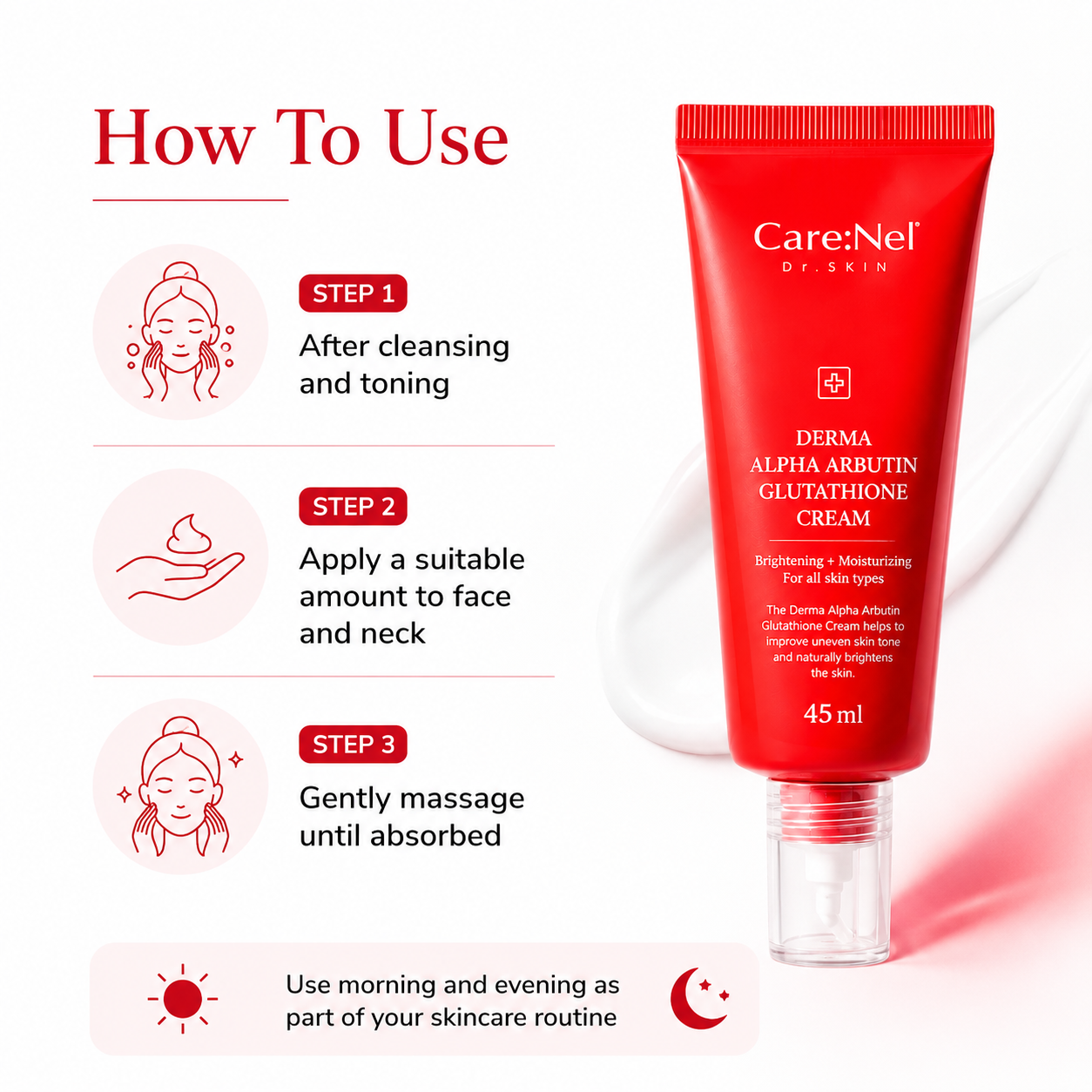 Care:Nel Derma Alpha Arbutin Glutathione Brightening Cream 45ml