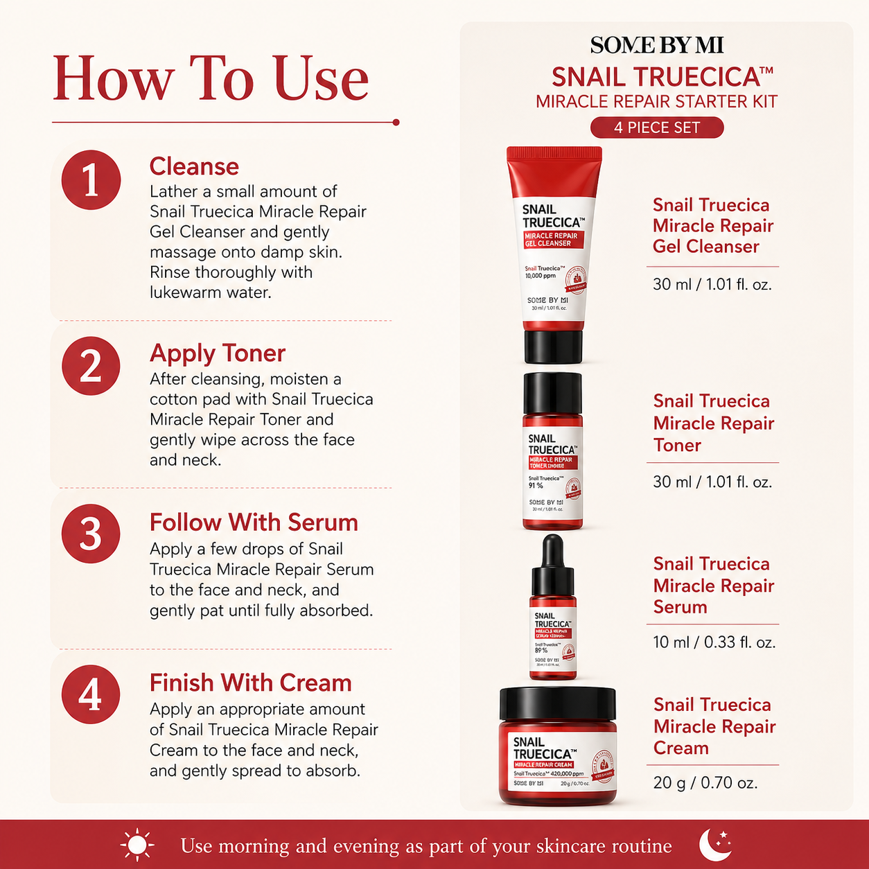SOME BY MI Snail Truecica Miracle Repair Starter Kit 4 Piece Set