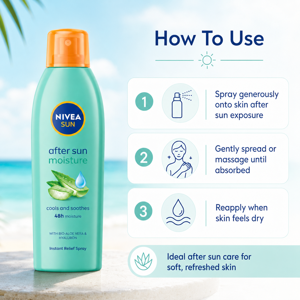 NIVEA SUN After Sun Moisture Instant Relief Spray with Aloe Vera & Hyaluron 200ml