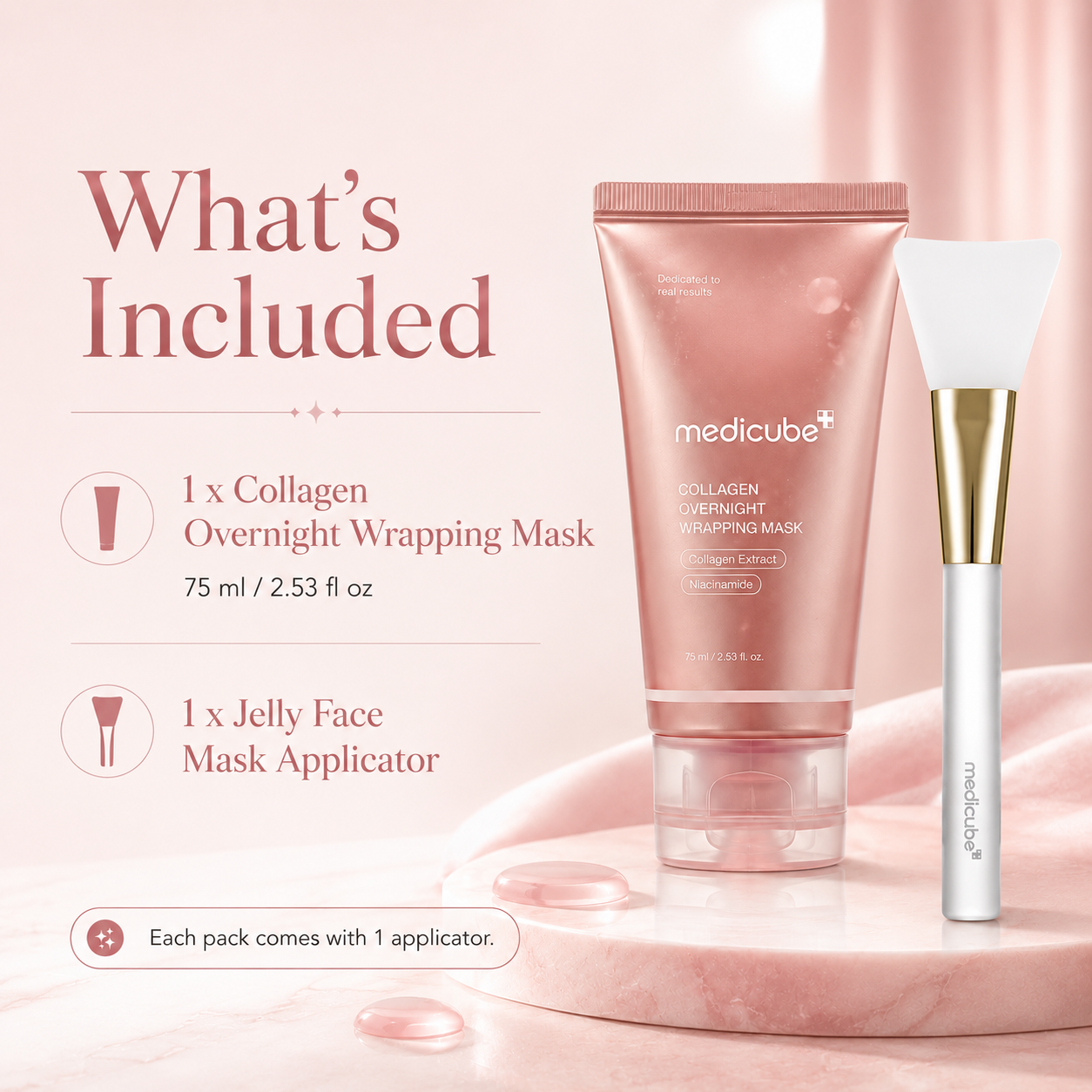 medicube Collagen Overnight Wrapping Mask + Jelly Brush Set 75ml