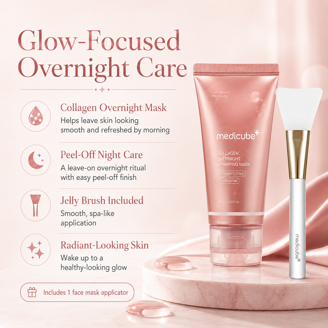 medicube Collagen Overnight Wrapping Mask + Jelly Brush Set 75ml