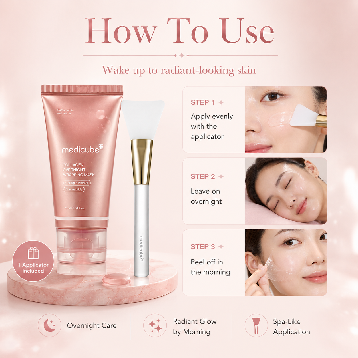 medicube Collagen Overnight Wrapping Mask + Jelly Brush Set 75ml