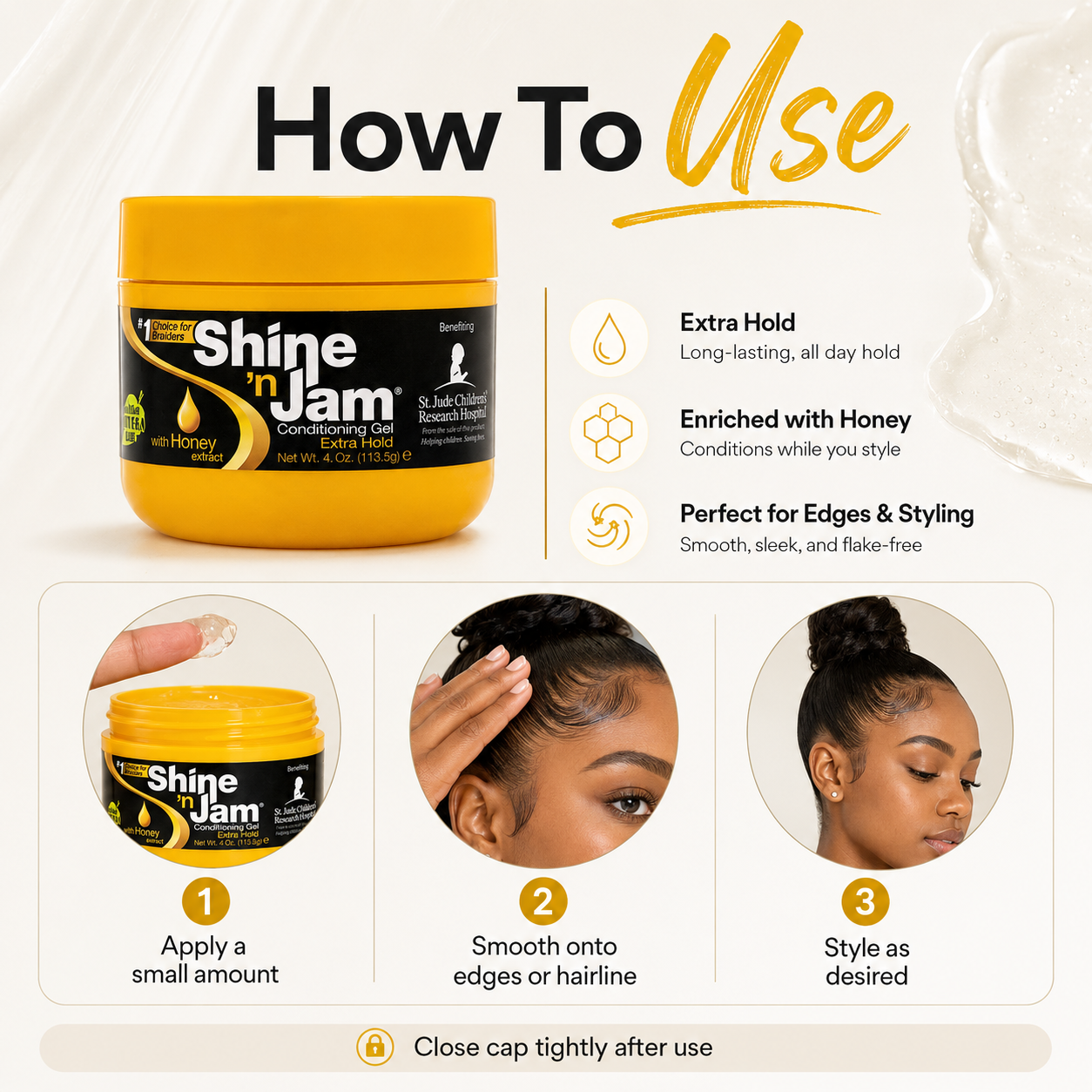 Shine ’n Jam Conditioning Gel Extra Hold with Honey Extract 4oz