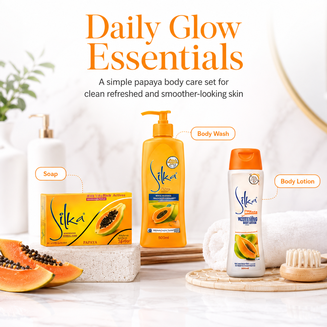 Silka Papaya Brightening Body Care Set