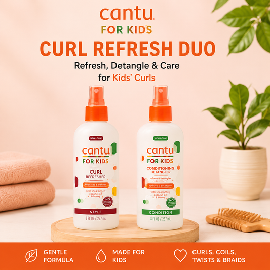 Cantu Kids Curl Refresh Duo with Curl Refresher Spray and Conditioning Detangler