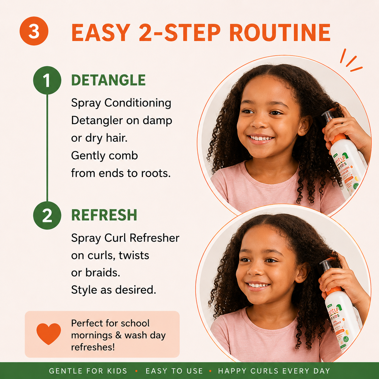 Cantu Kids Curl Refresh Duo with Curl Refresher Spray and Conditioning Detangler