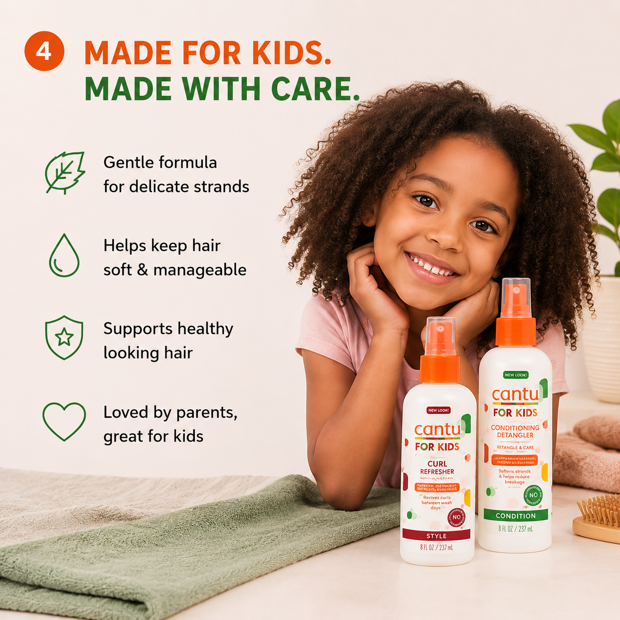 Cantu Kids Curl Refresh Duo with Curl Refresher Spray and Conditioning Detangler