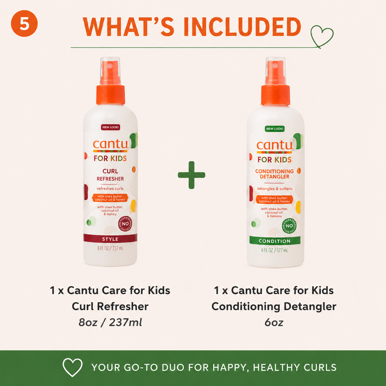 Cantu Kids Curl Refresh Duo with Curl Refresher Spray and Conditioning Detangler